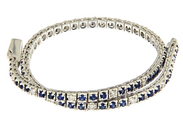TDP22-1B3Z-0130015 AURUM Srl Pyramidal tennis bracelet 1 natural diamond alternated with 3 sapphires